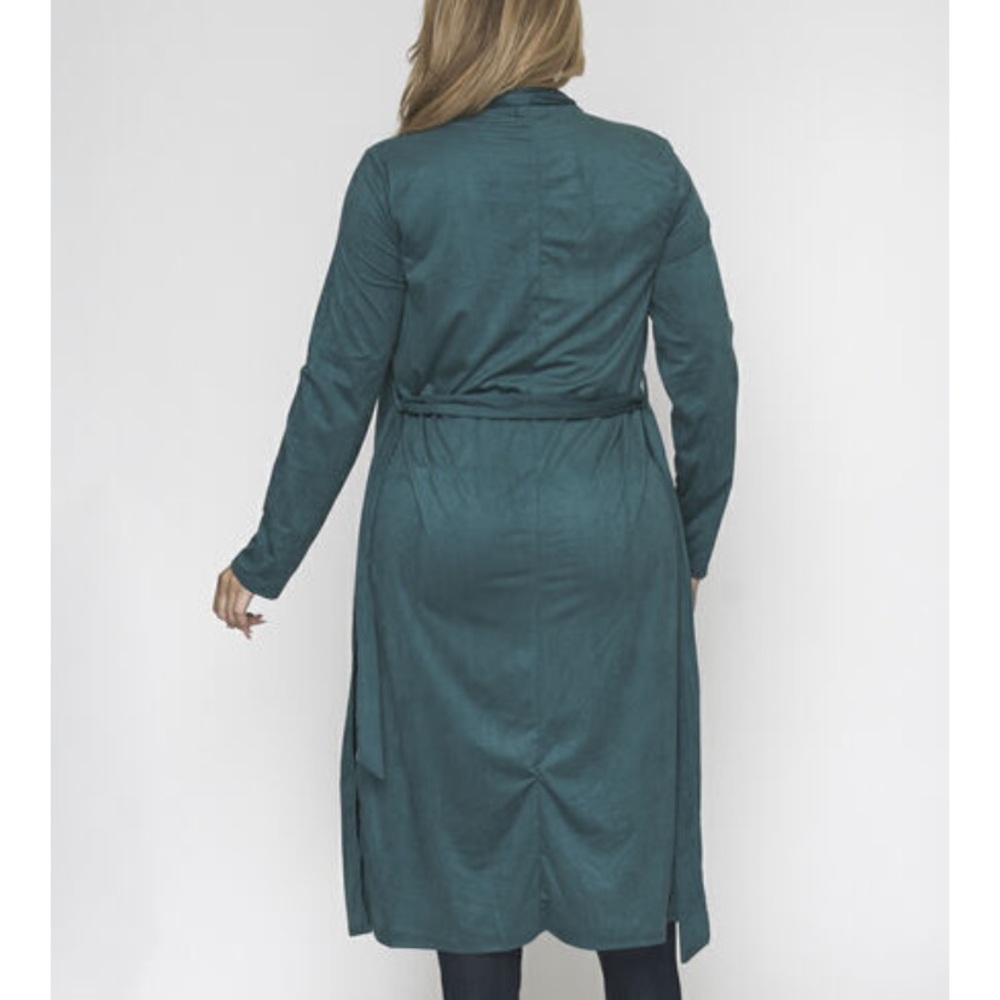 ❤️NEW PLUS Size Teal Faux Suede Cardigan Jacket - Picture 6 of 6
